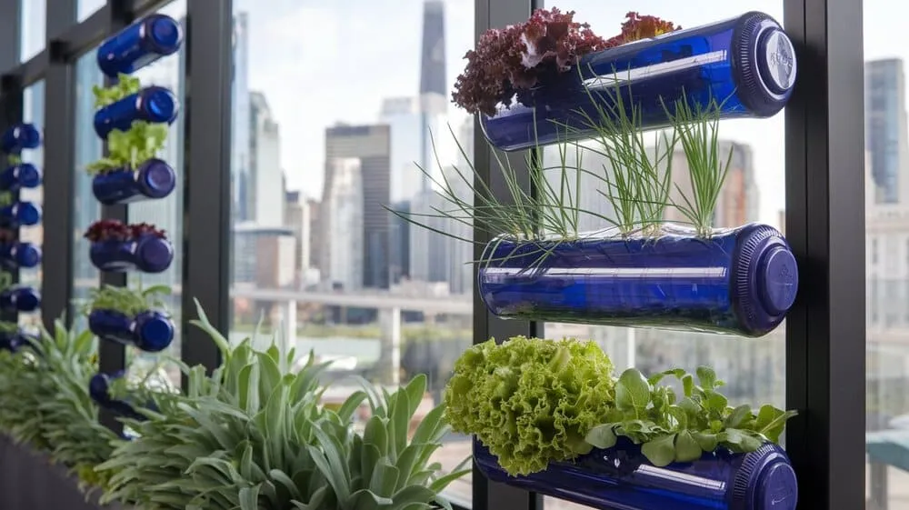 Horta Suspensa com Garrafas PET: Sustentabilidade em Ação - inspiração 1