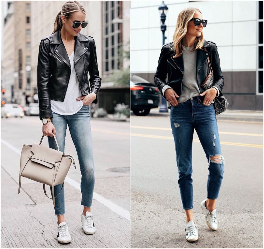 Contrastes Fashion: Jaqueta de Couro com Saias de Todos os Comprimentos - inspiração 1