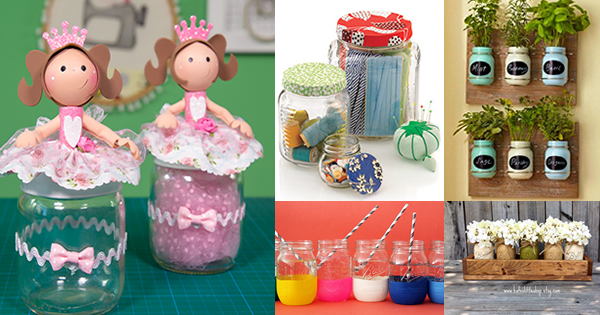 Porta-objetos coloridos com potes de conserva - inspiração 2