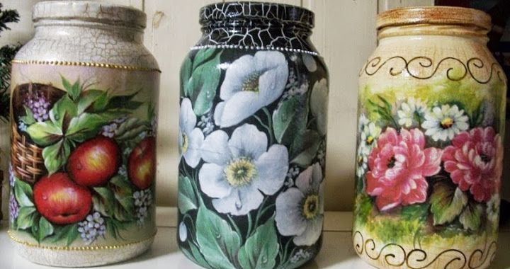 Centros de mesa rústicos com potes decorados - inspiração 2