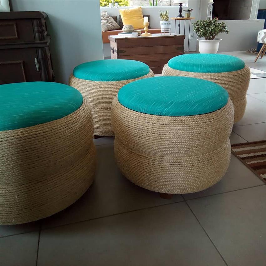 Enrolando a Lateral: Criando o Volume do Pufe - inspiração 2