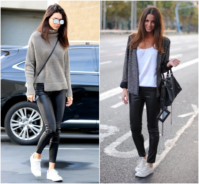 Para o Trabalho: Elegância Despojada com Couro e Tênis - inspiração 1