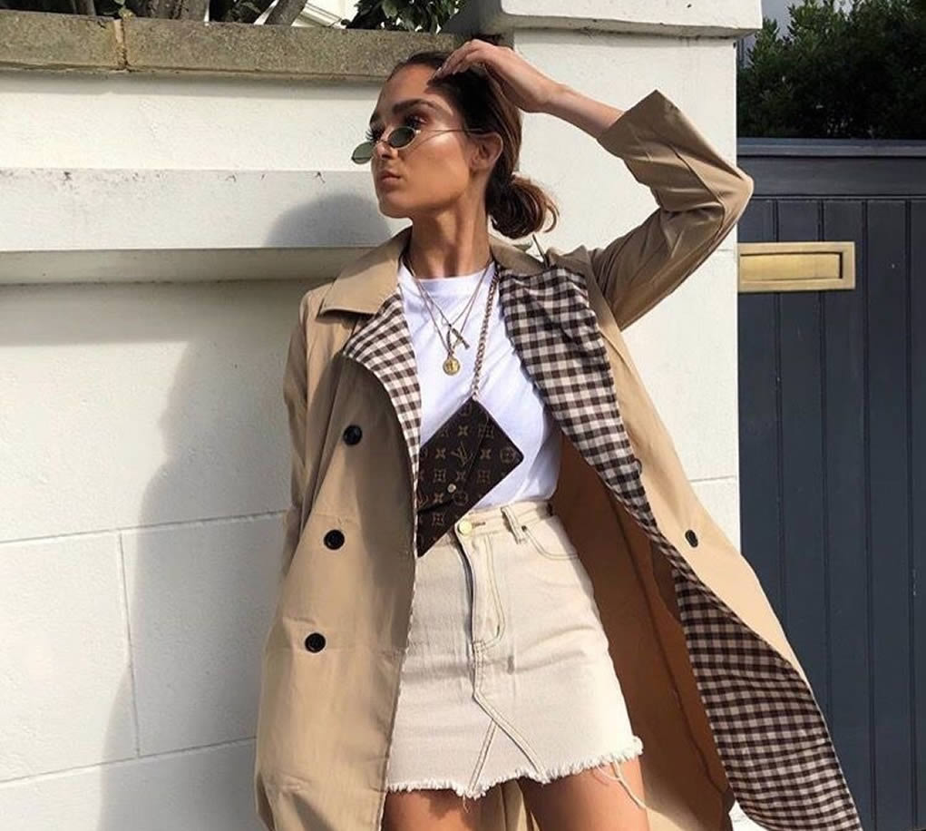 Toque Moderno: Trench Coat com Saias de Couro ou Jeans - inspiração 1