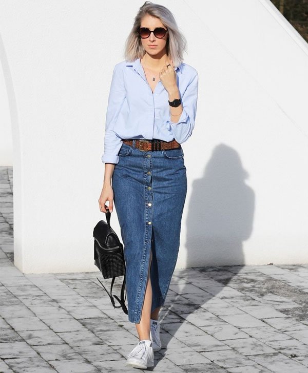Acessórios que Transformam: Detalhes que Elevam seu Look com Saia Jeans Midi - inspiração 2