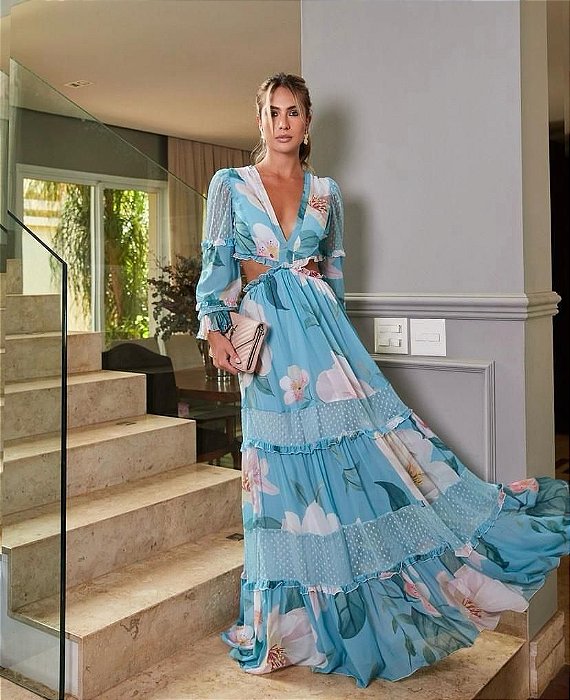 Tendências Atuais em Vestidos Longos Florais - inspiração 2