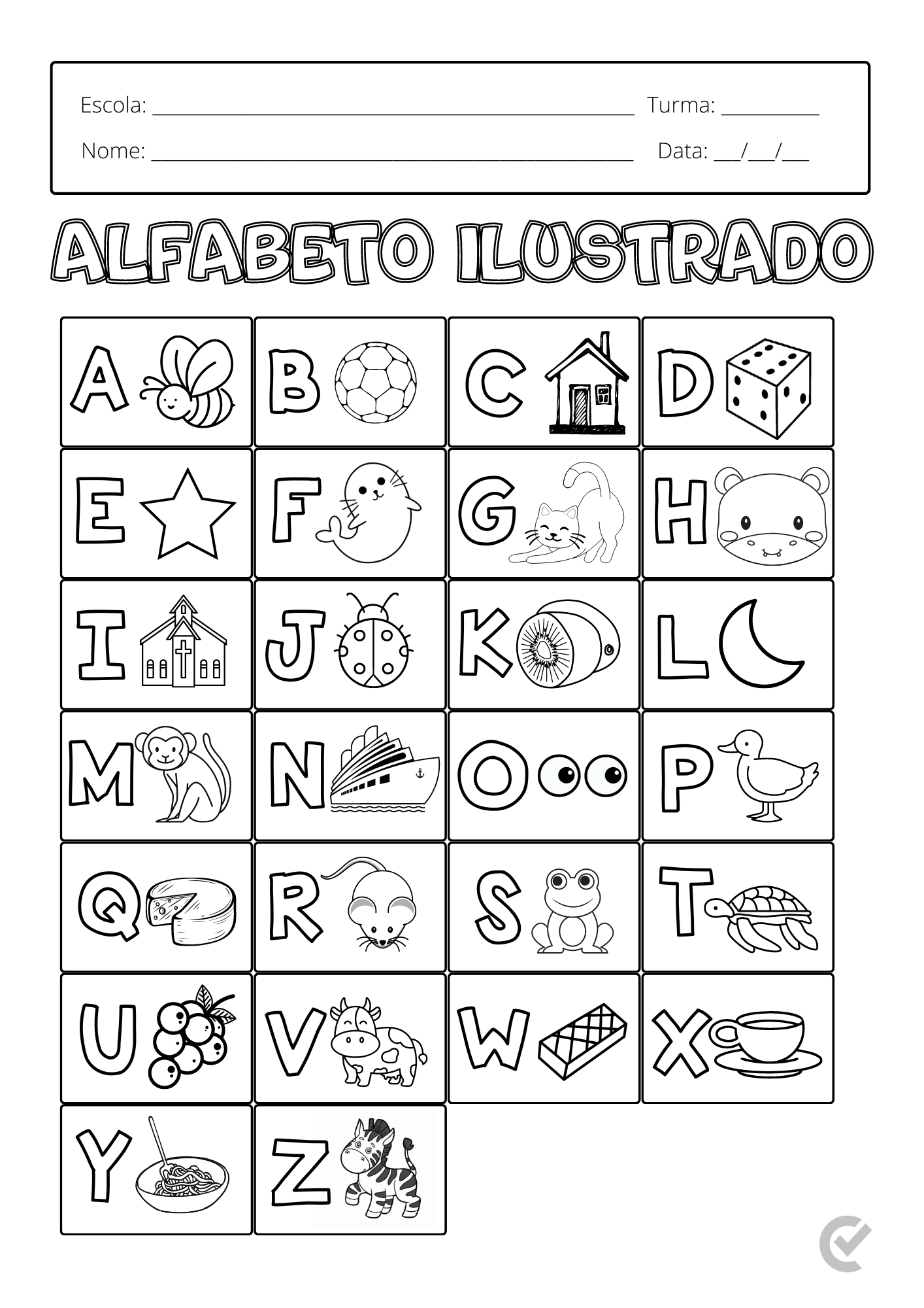 melhores desenhos do abc para colorir online