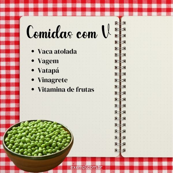 alimentos que começam com a letra v
