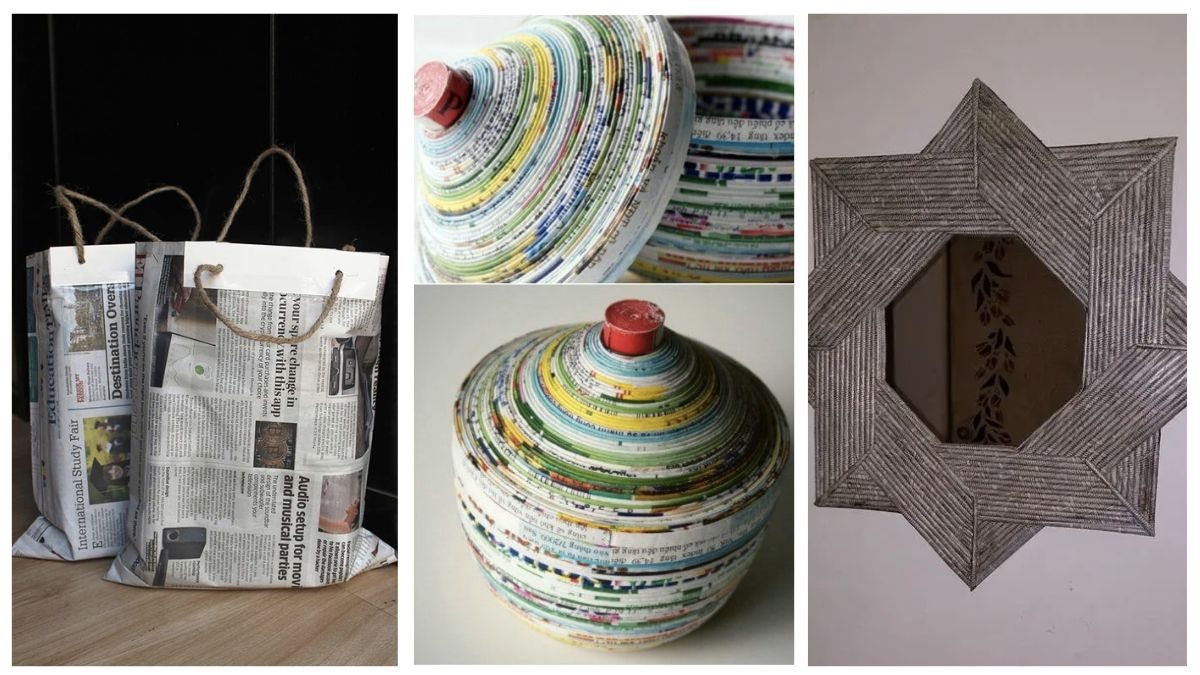 artesanato com caixa de papelão e jornal passo a passo