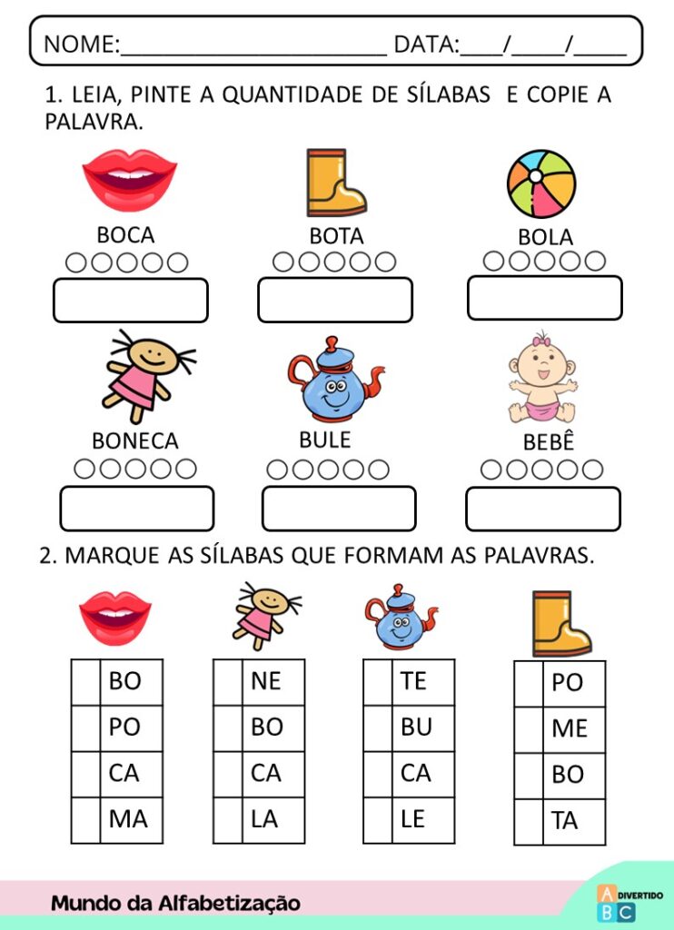 atividade com a letra b