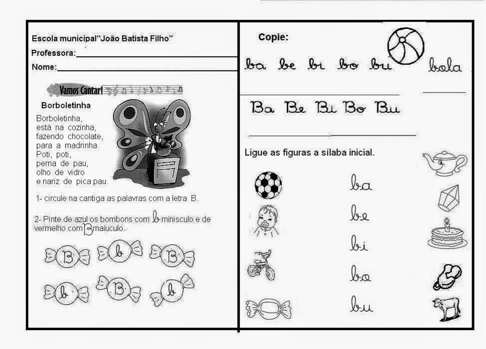 ideias de atividades com a letra b para educação infantil