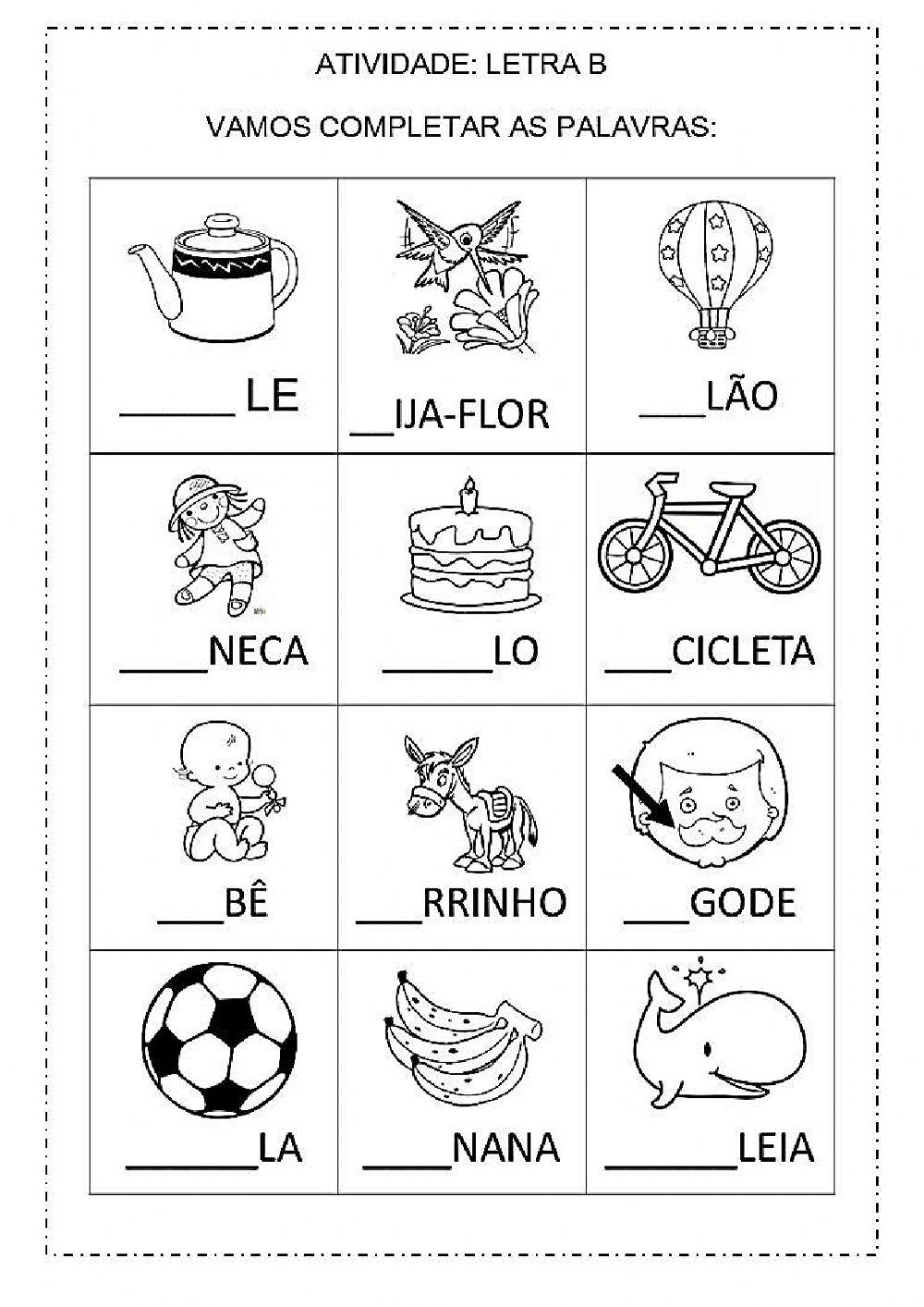 ideias de atividades com a letra b para educação infantil