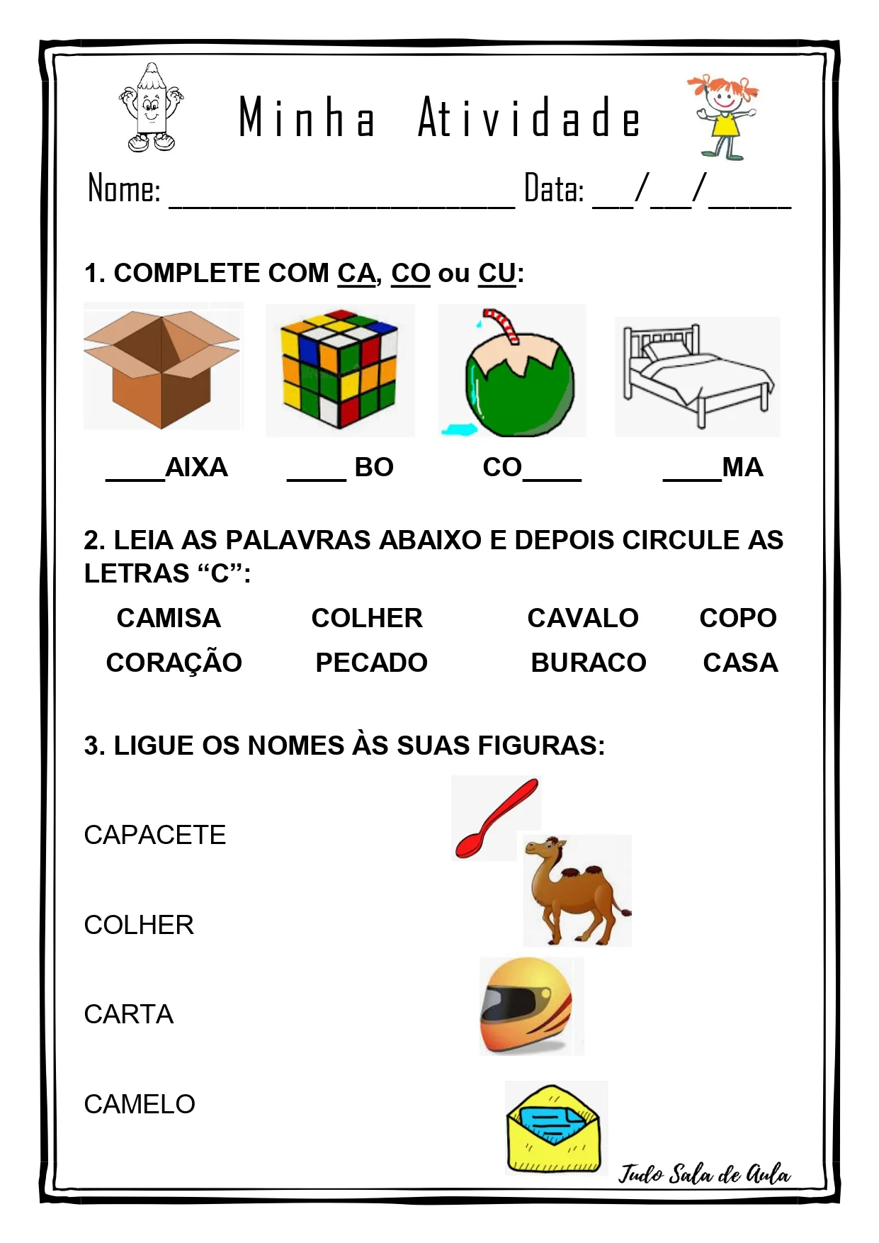 atividade com a letra c para alfabetização