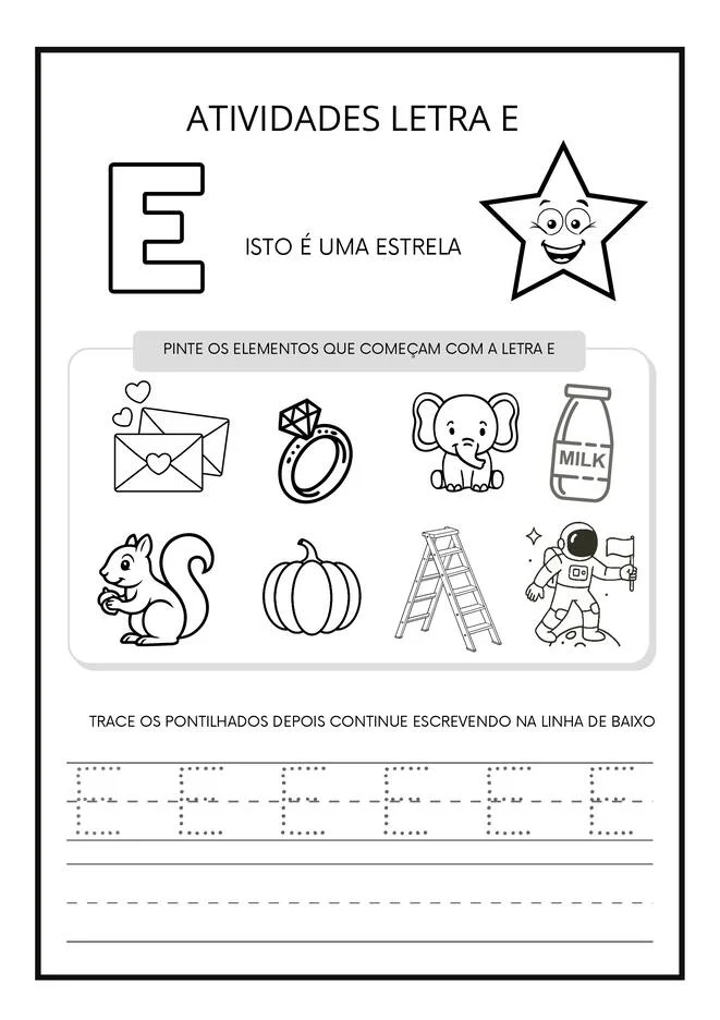 custo material atividades letra e