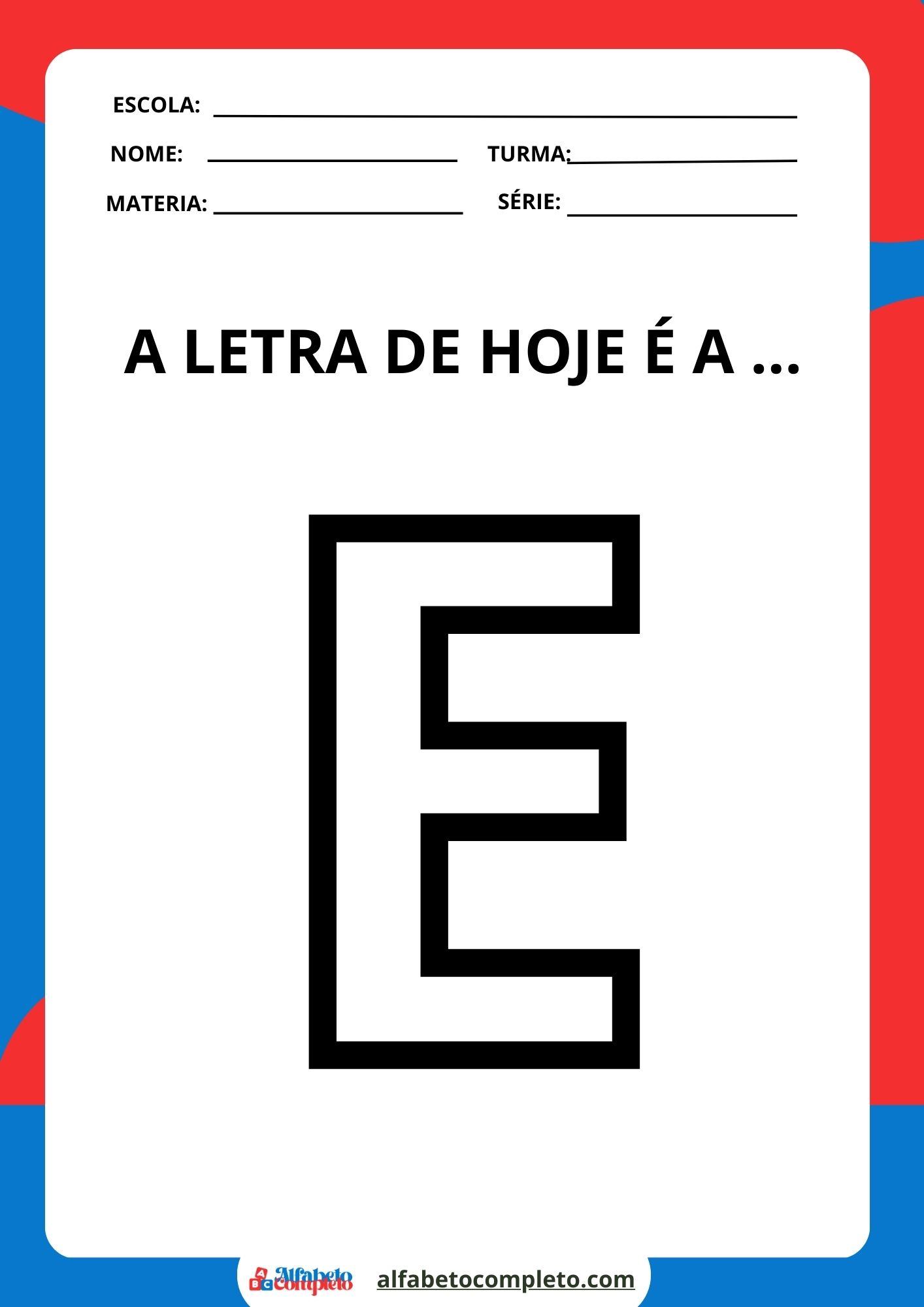 atividade com a letra e