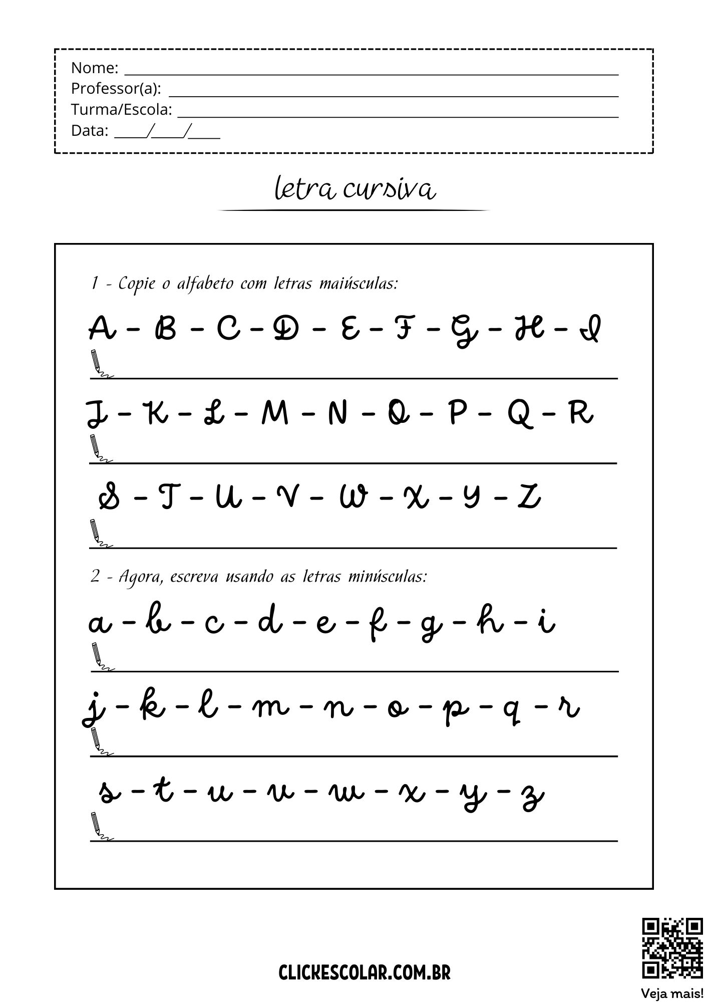atividade com a letra e