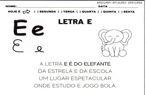 custo material atividades letra e