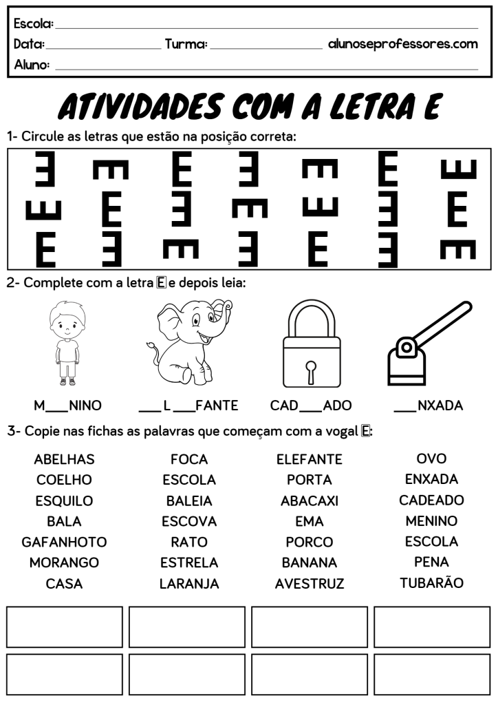 ideias criativas atividades letra e educação infantil