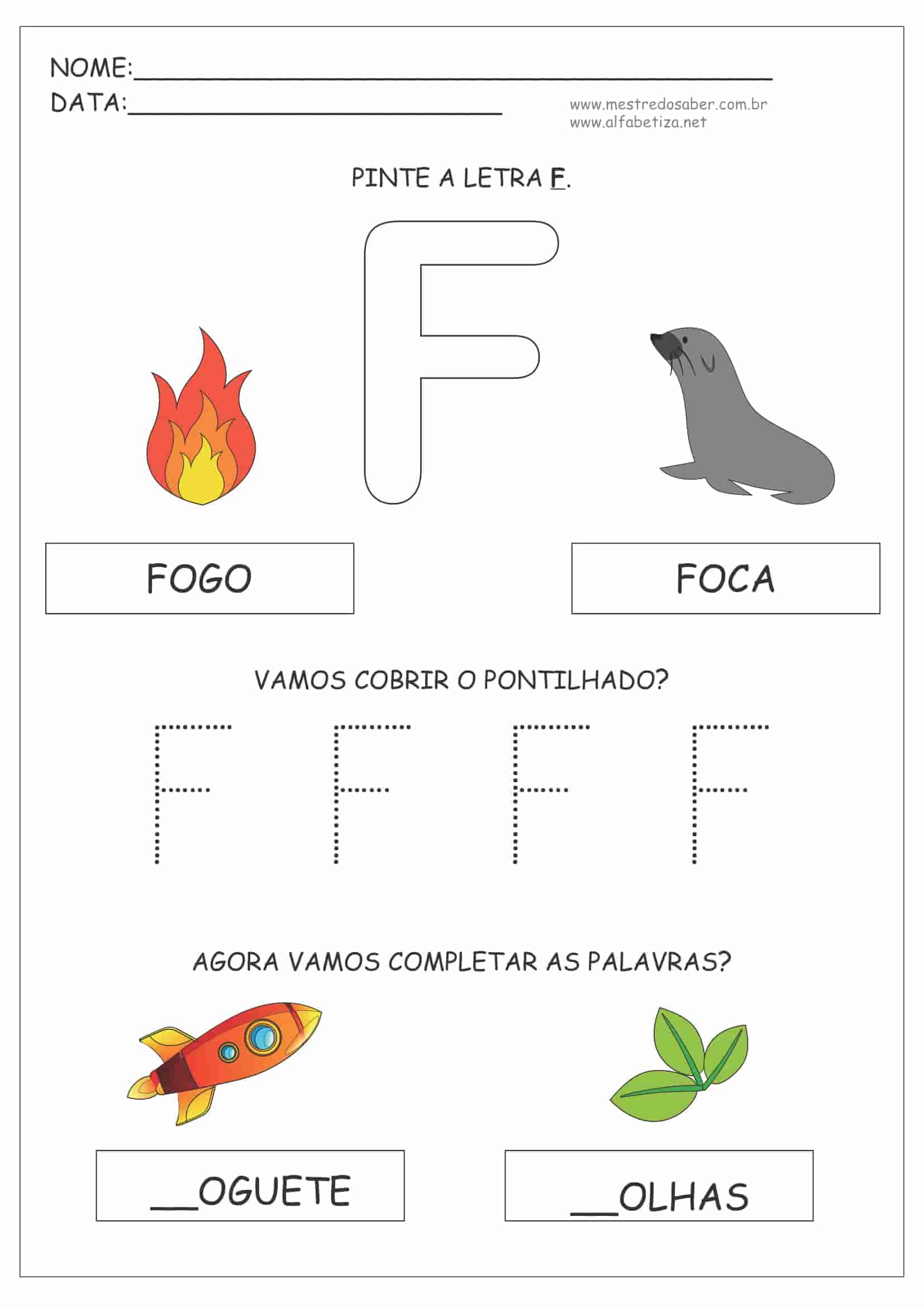 letra f vs letra v atividades comparativas para crianças