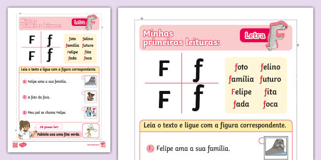custo de materiais para atividades com a letra f