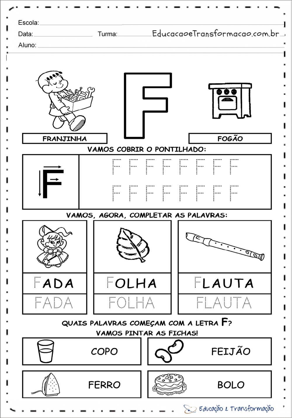 atividades divertidas com a letra f para crianças pequenas