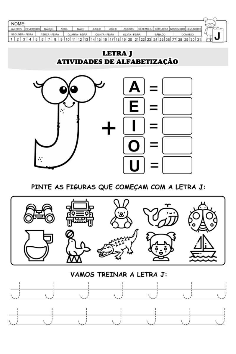 ideias de atividades com a letra j para educação infantil
