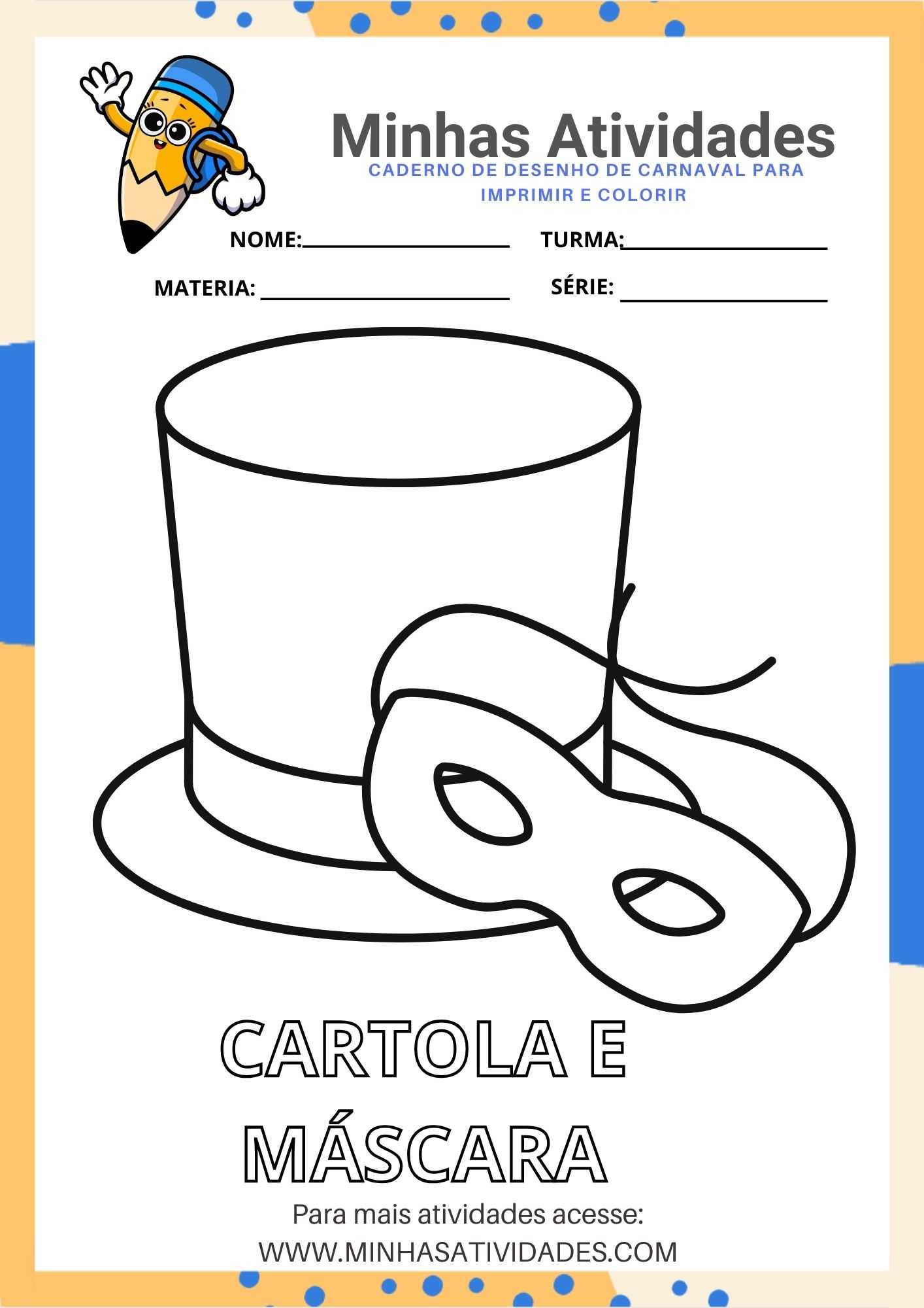 custo de materiais para atividades de carnaval para colorir