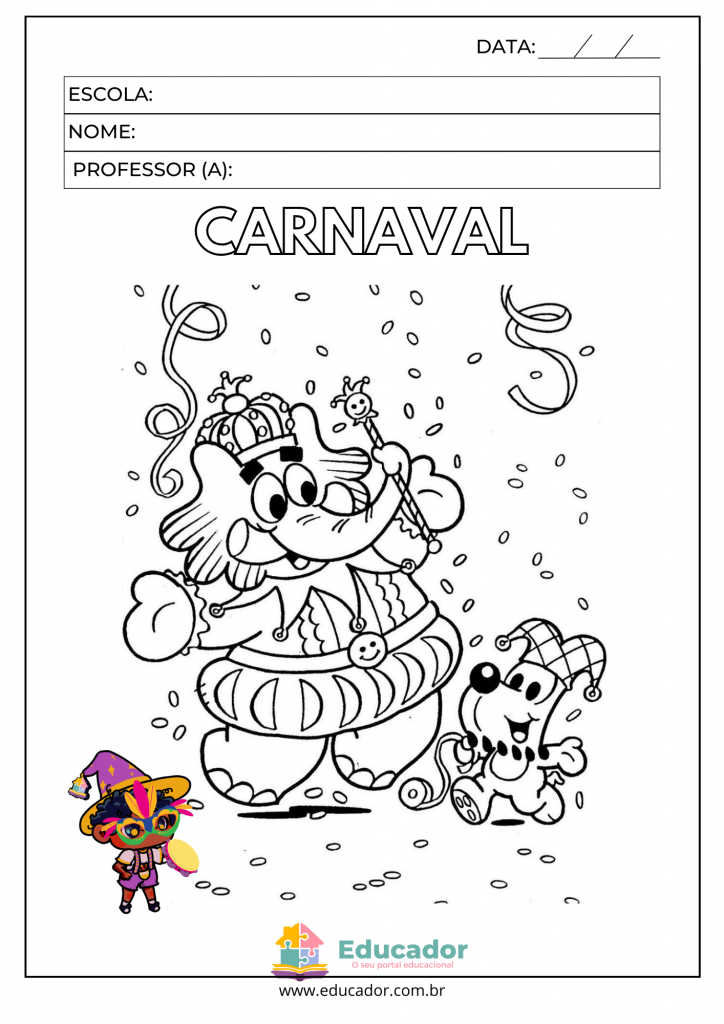 desenhos de carnaval para colorir vs. atividades de colagem