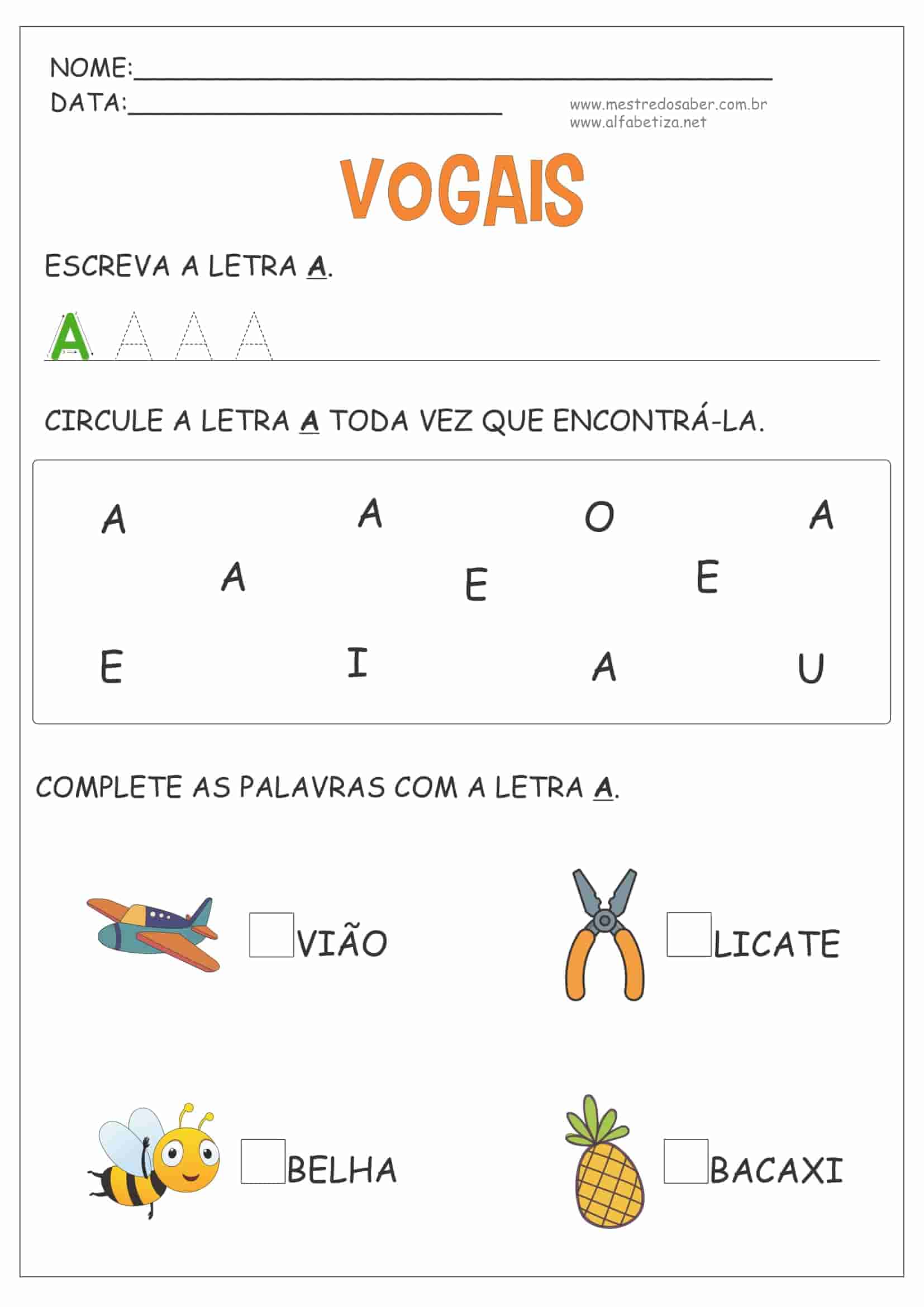 atividades letra a vs letra b para alfabetização