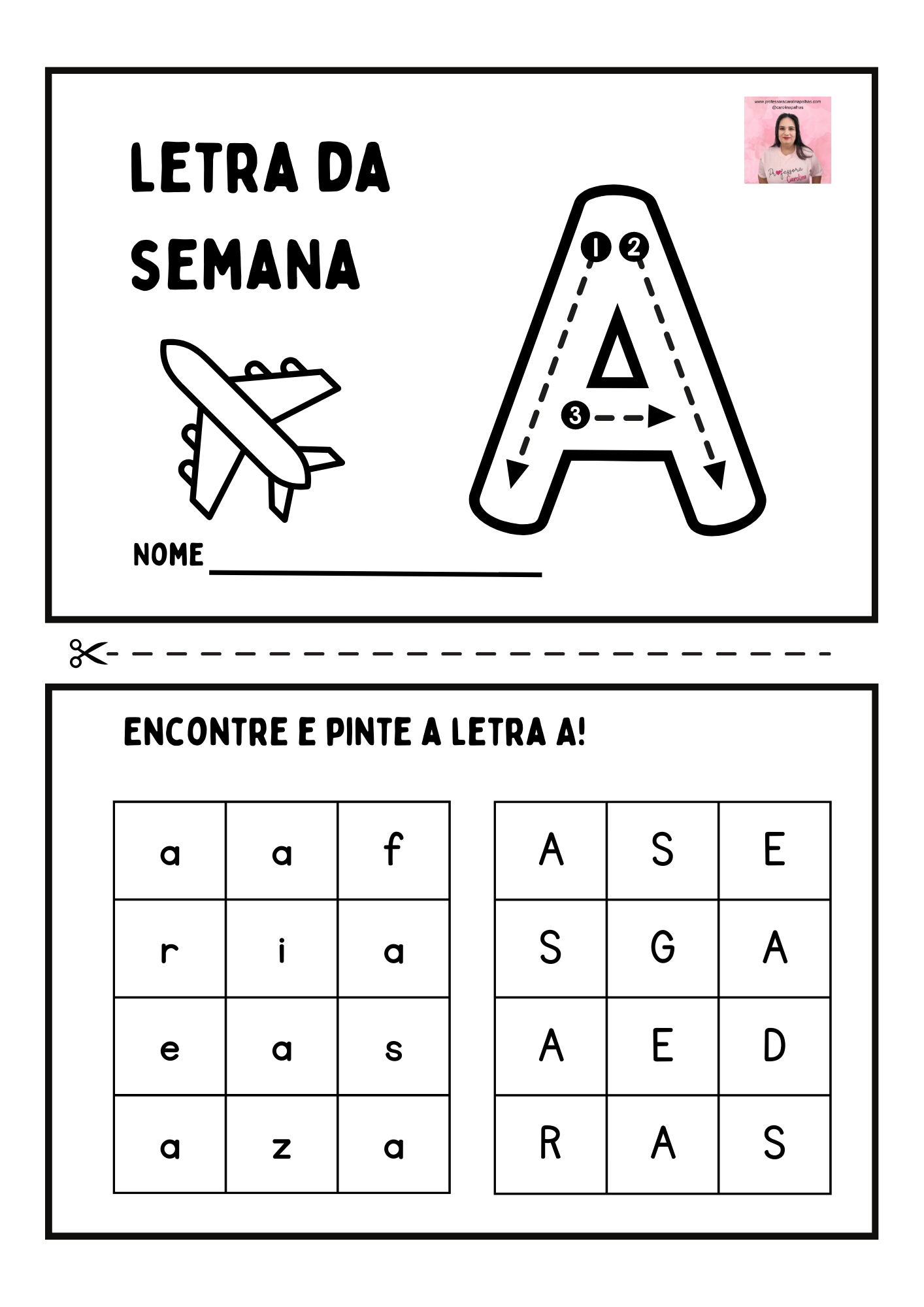 custo de materiais para atividades com a letra a
