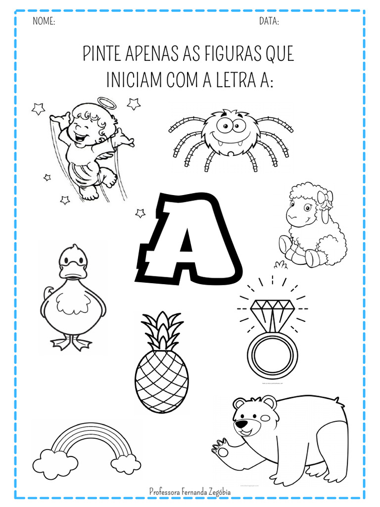 atividades com a letra a para alfabetização