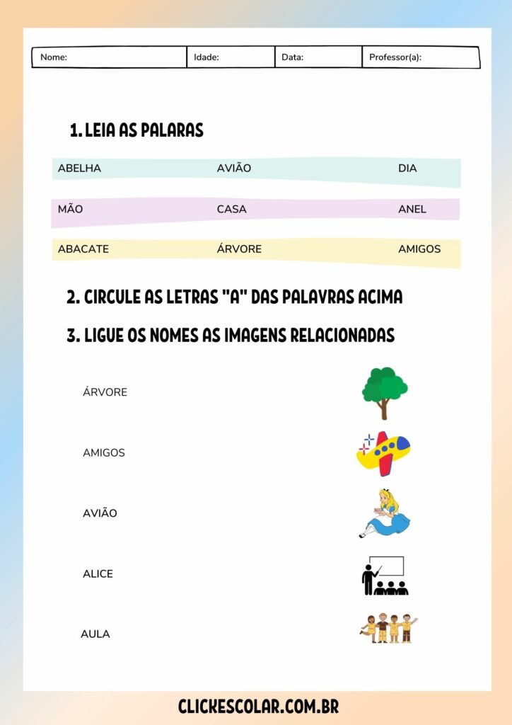 atividades divertidas com a letra a para alfabetização infantil