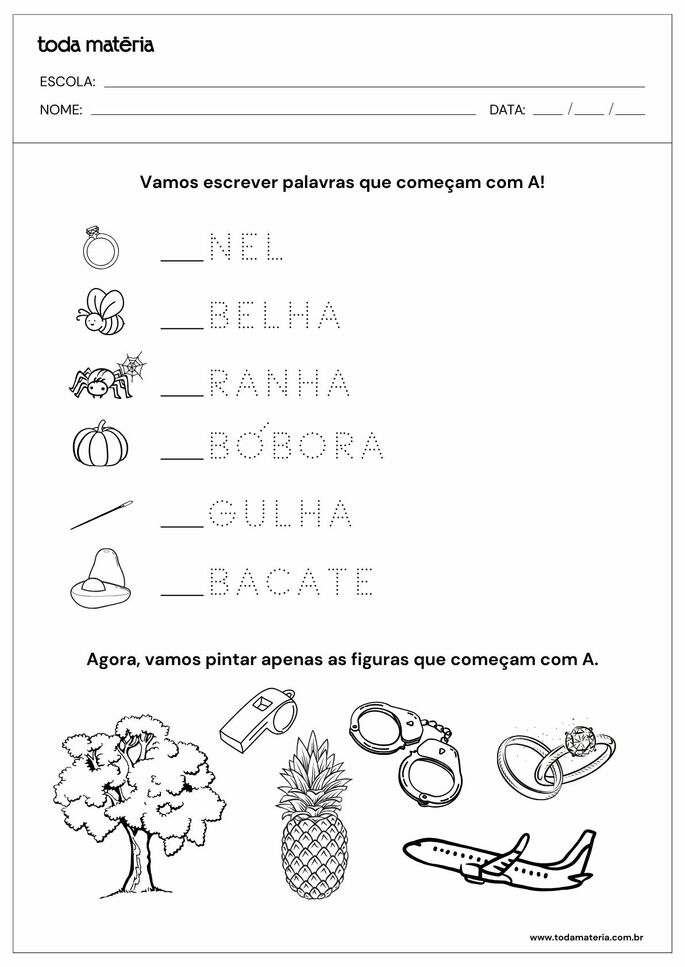 como usar a letra a em atividades sensoriais para bebês