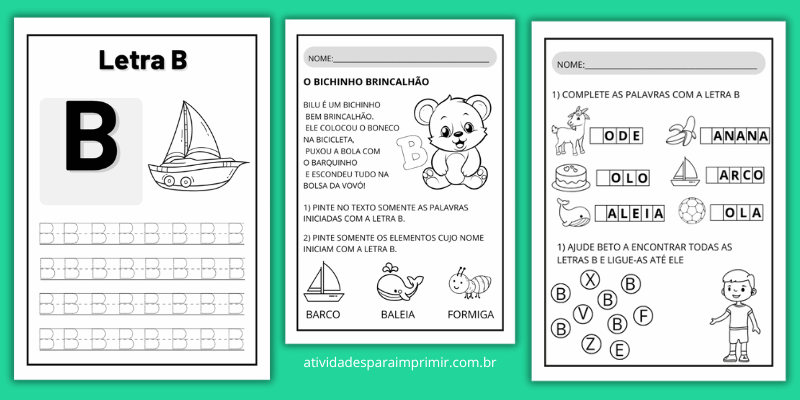 atividades com a letra b vs atividades com a letra c