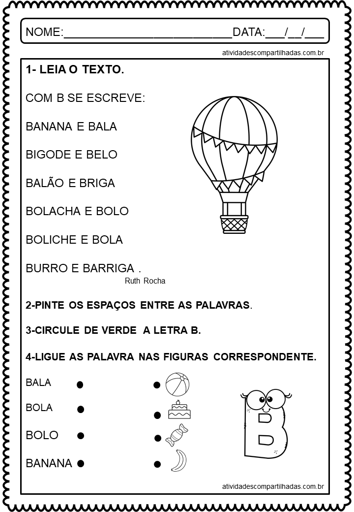 atividades com a letra b