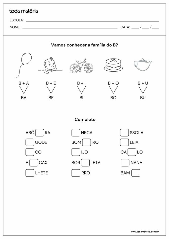 ideias de atividades com a letra b para educação infantil