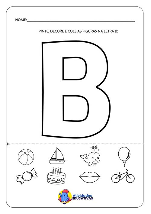 custo de materiais para atividades com a letra b para 5 anos