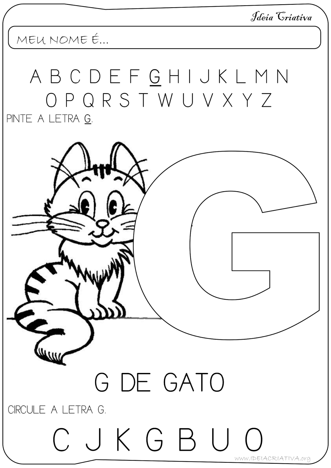 atividades com a letra g para alfabetização