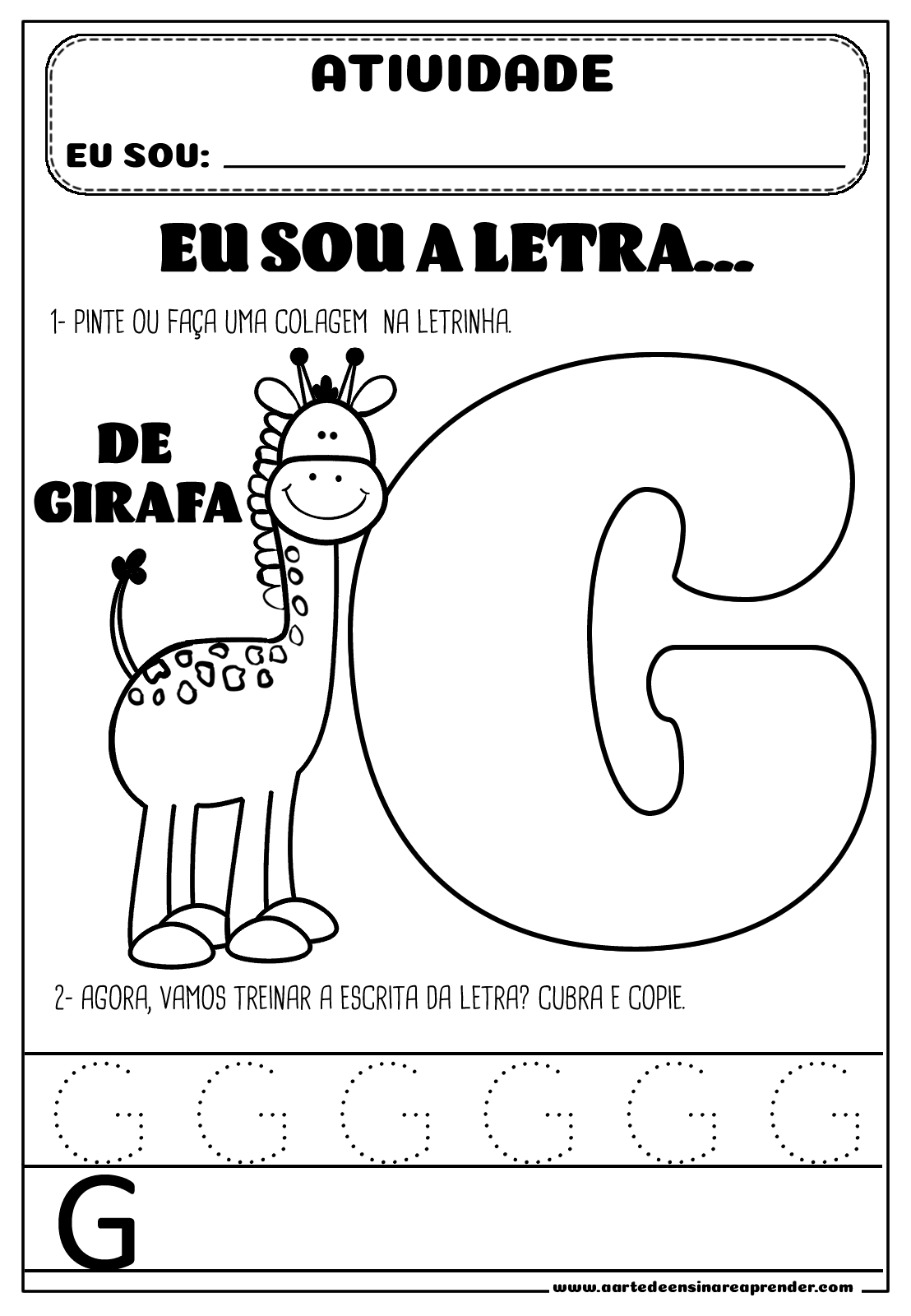 atividades com a letra g para alfabetização
