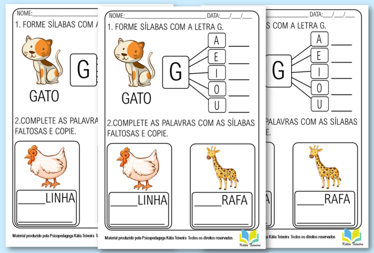 letra g cursiva vs letra g de forma para alfabetização