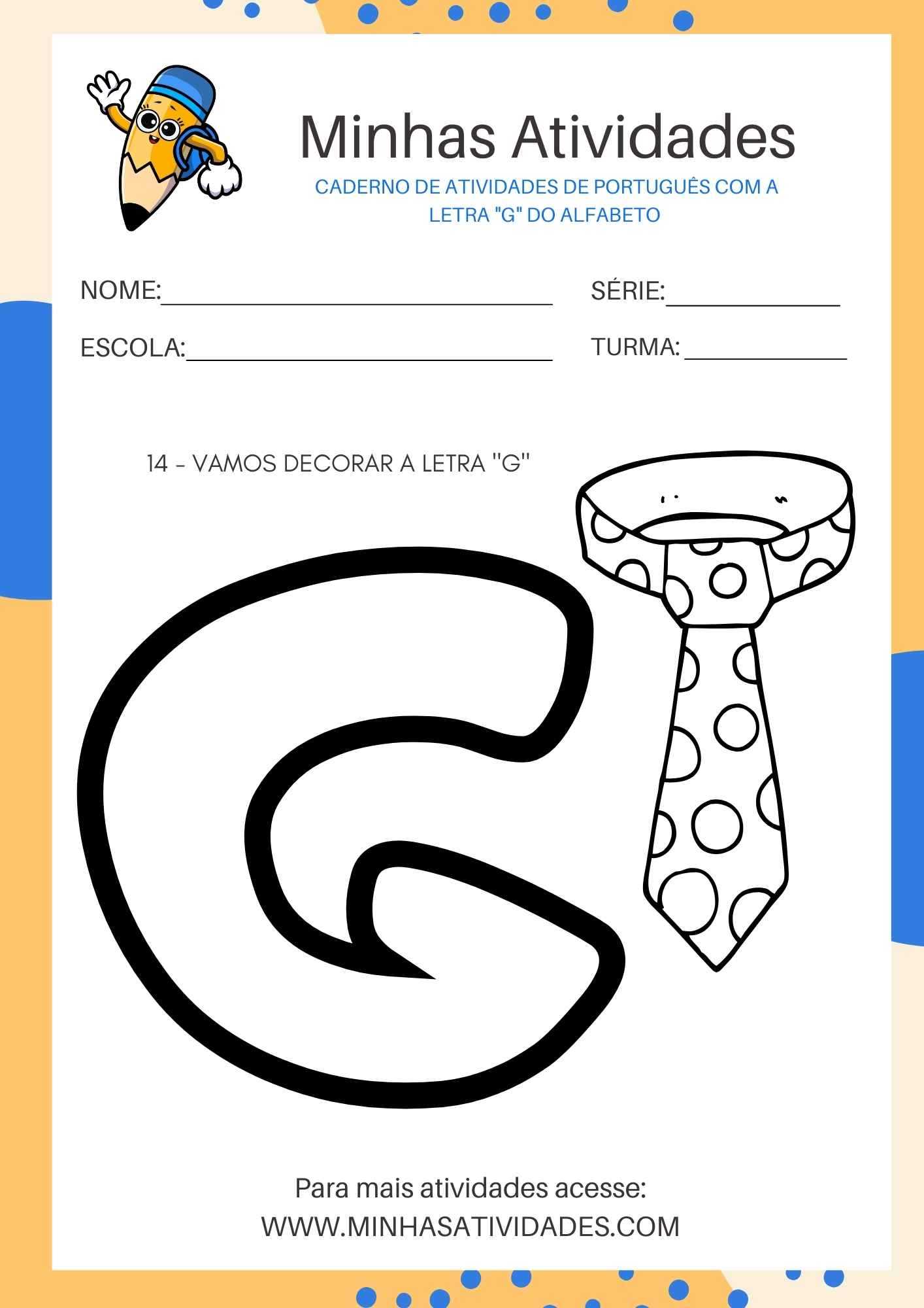 atividades com a letra g para alfabetização