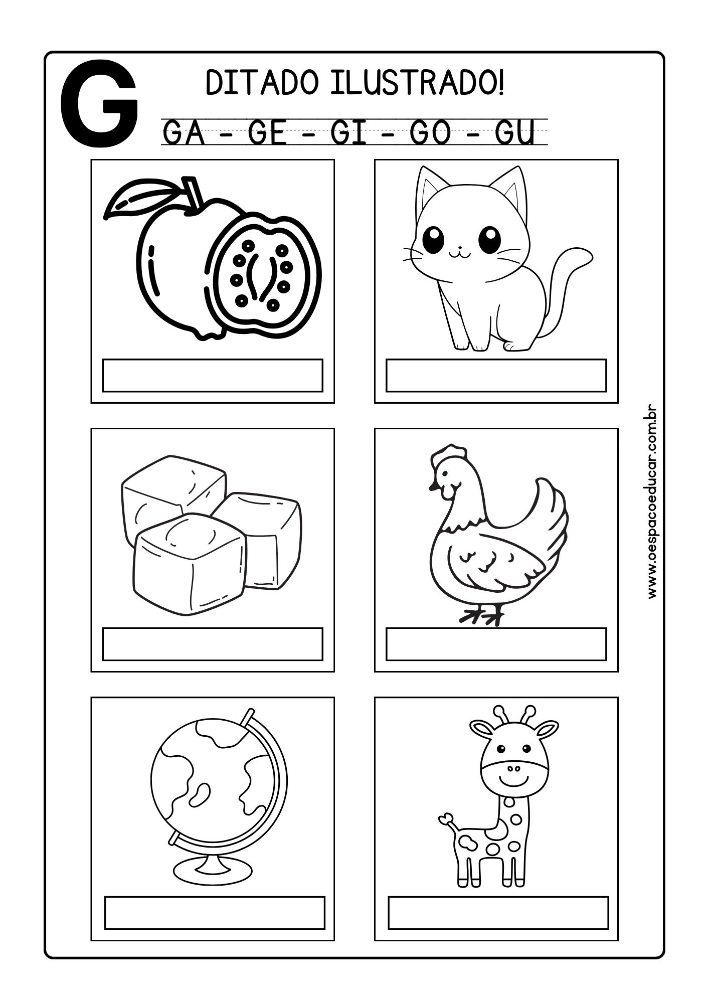 como usar a letra g em jogos de alfabetização