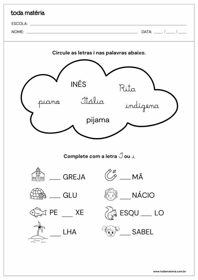 atividades divertidas com a letra i para alfabetização