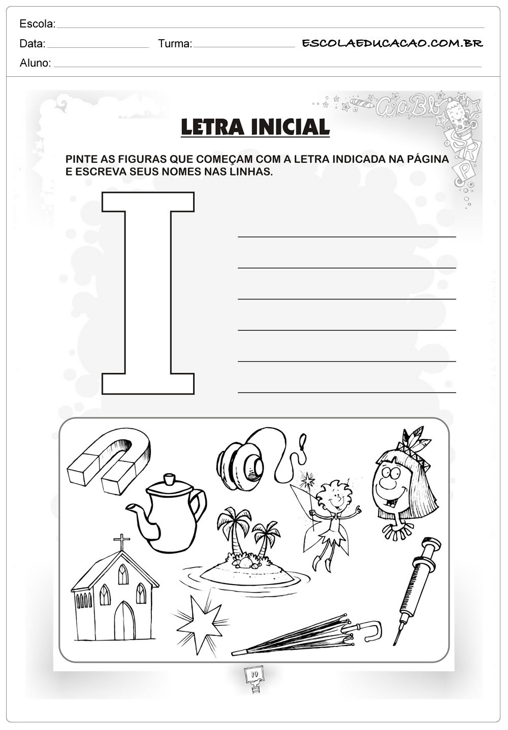 atividades divertidas com a letra i para alfabetização