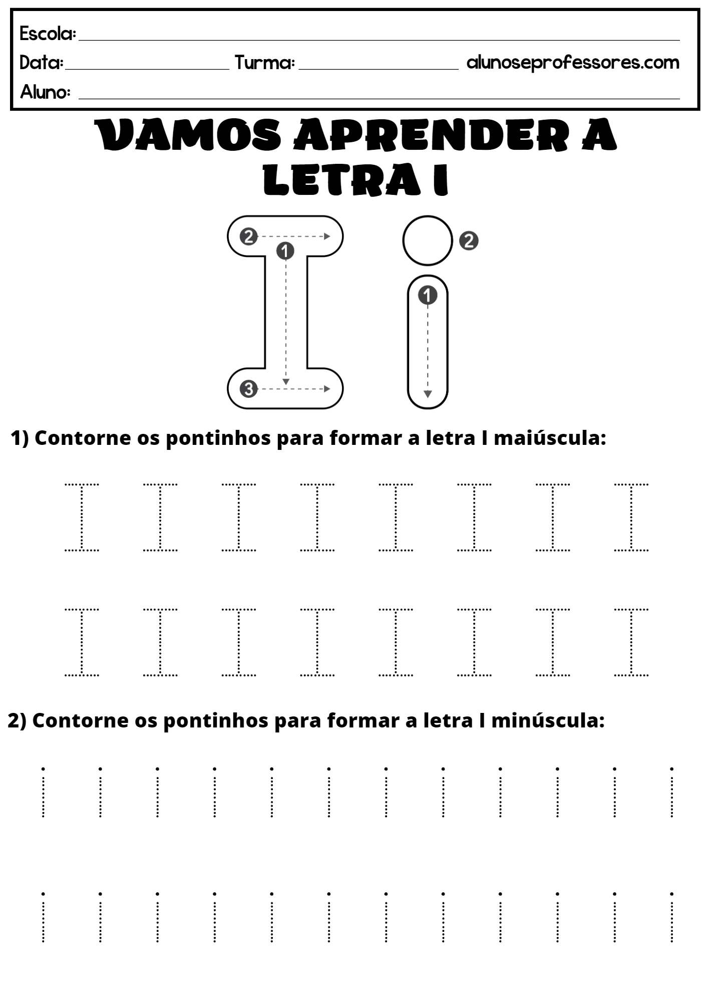 atividades letra i vs letra l para alfabetização