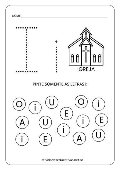 custo de materiais para atividades com a letra i