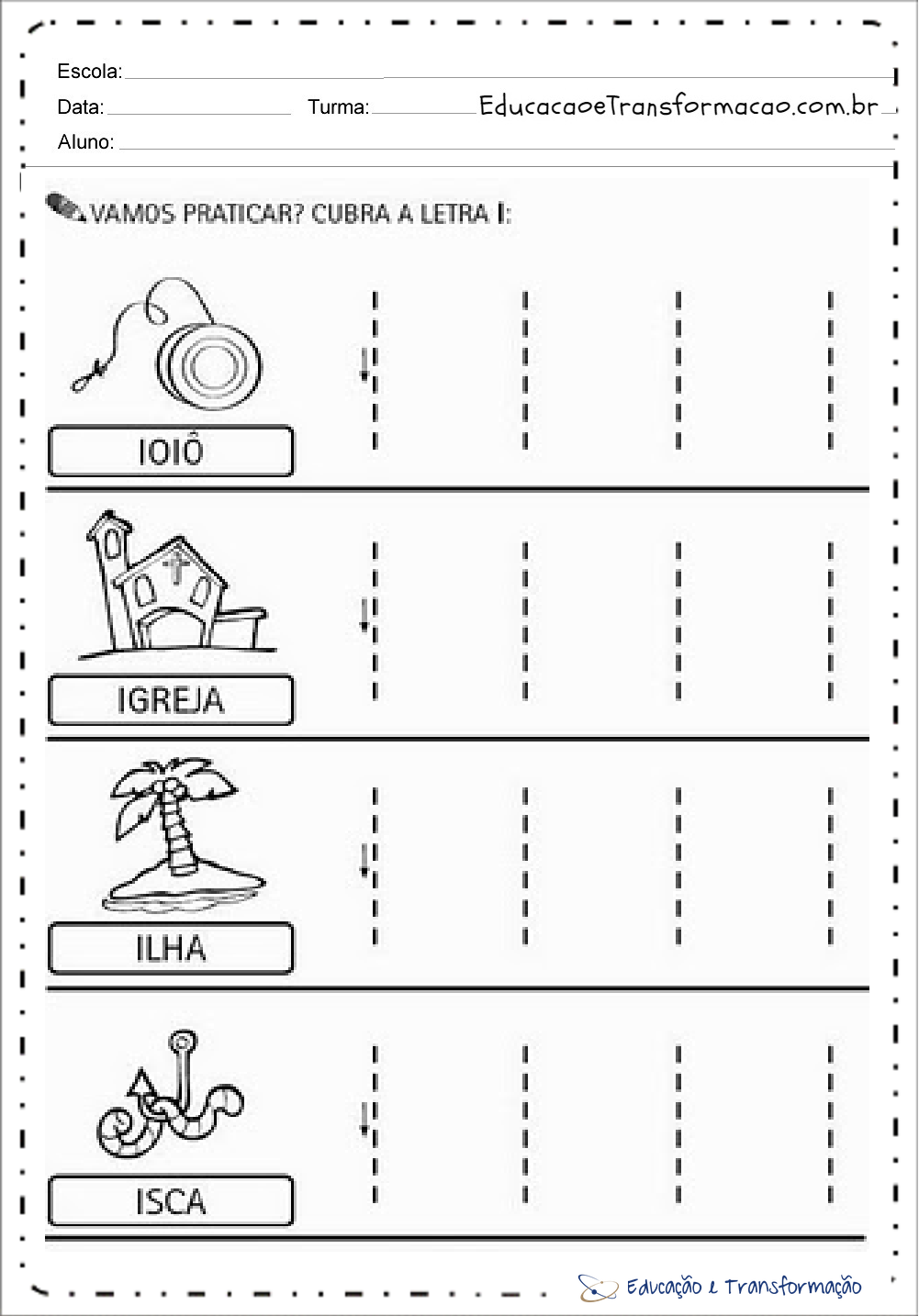 como usar massinha para ensinar a letra i