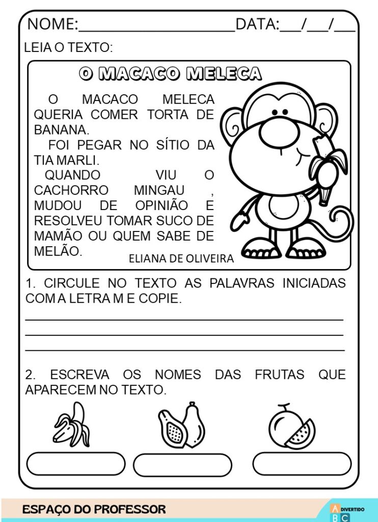 atividades com a letra m 2 ano