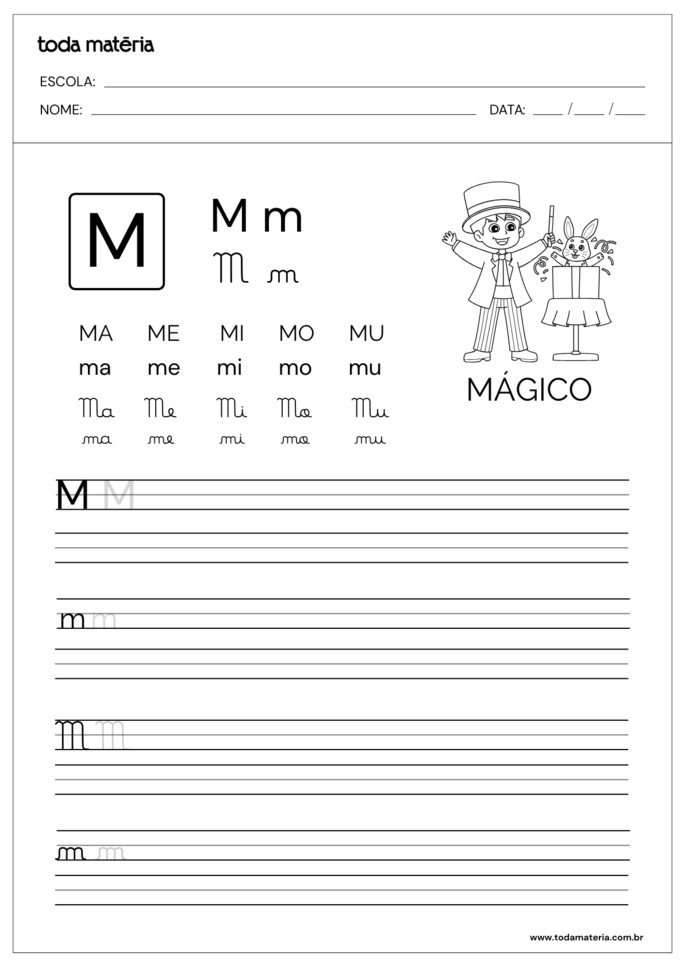 como usar a letra m em frases para crianças de 7 anos