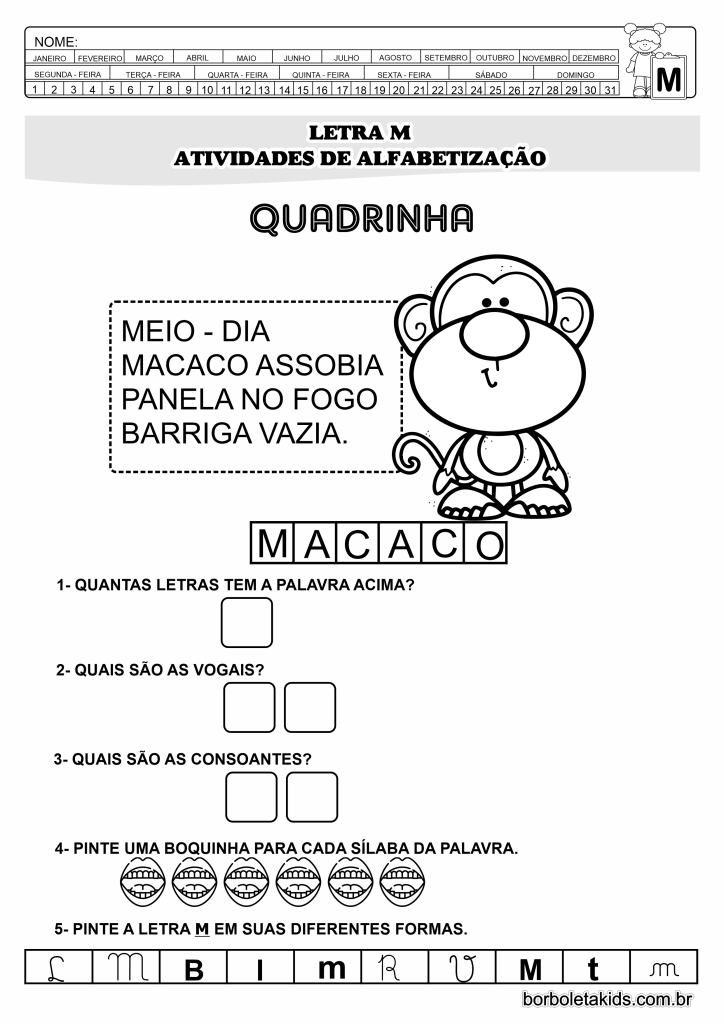 atividades divertidas com a letra m para imprimir