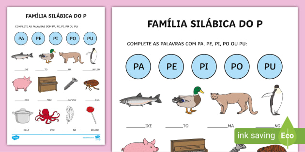 custo de materiais para atividades com a letra p
